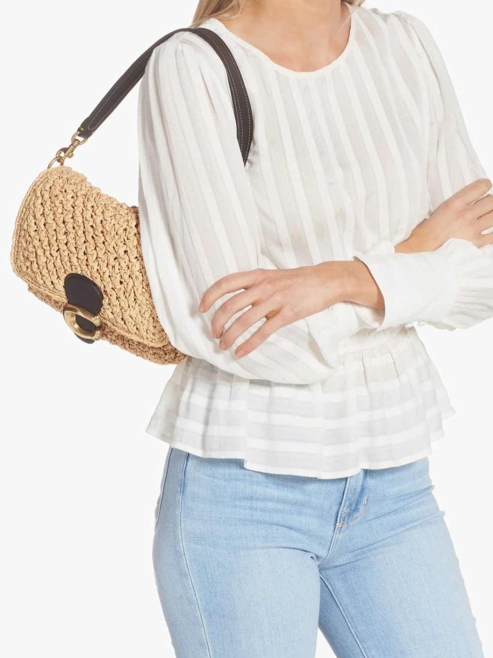 Coach Soft Tabby Shoulder Bag in woven straw - Picture 5 of 17